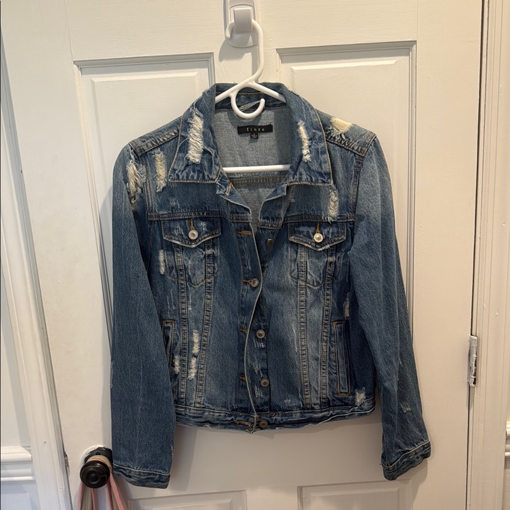 Isabella Fiore Blue Jean Jacket Distressed Cropped